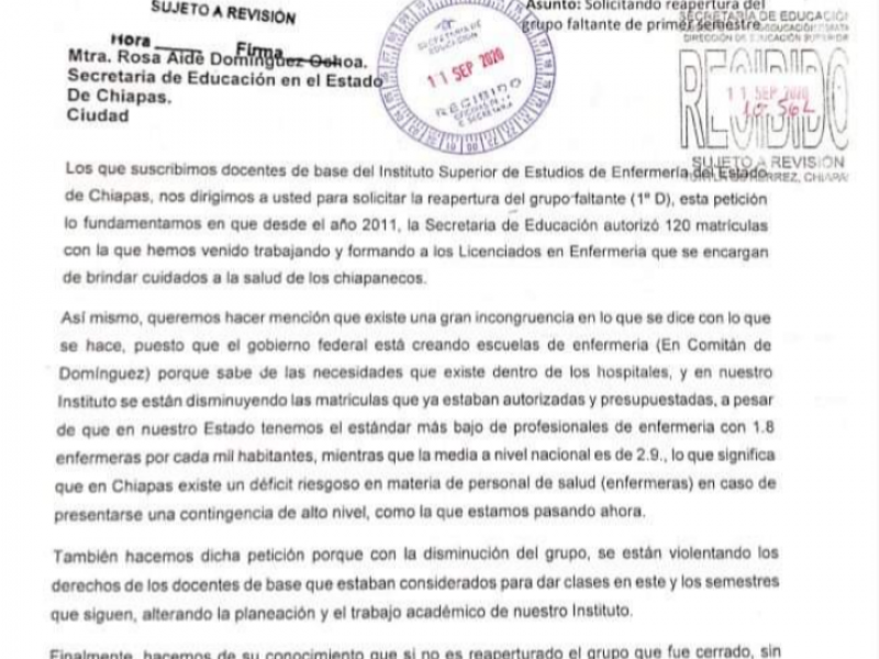 Docentes de escuela de enfermería rechazan reducción de matrículas