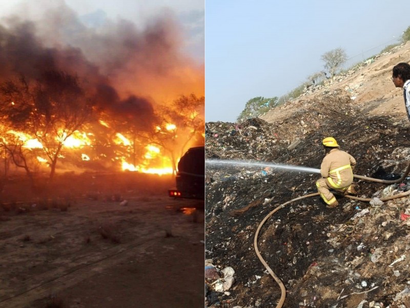 Dos incendios, continuan combatiendo incendio en tiradero de Ajalpan