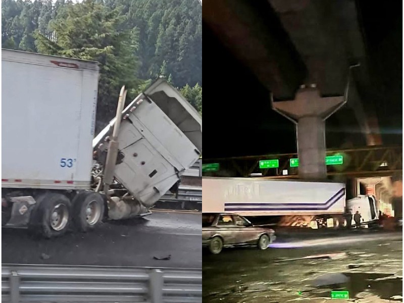 Dos tráilers accidentados en la México-Toluca: provocaron congestionamiento vehicular