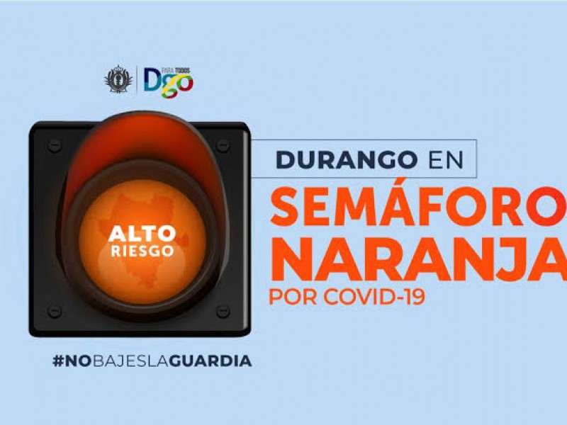 Durango retrocederá a color naranja por incremento de contagios