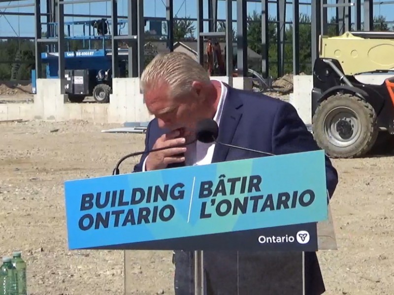 Durante discurso, primer ministro de Ontario se traga una abeja