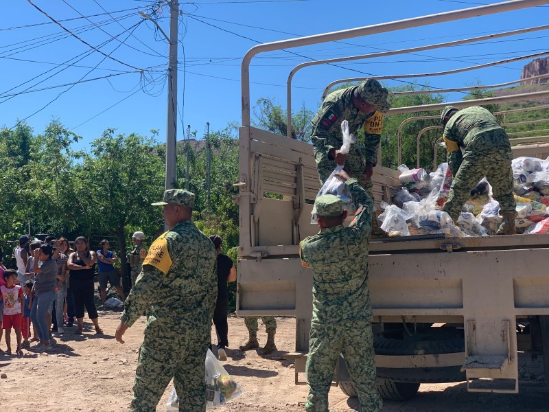 Ejército Mexicano entrega despensas en colonia Villas de Guadalupe