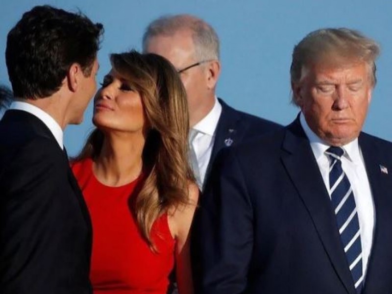 El beso del G-7... Melania y Trudeau