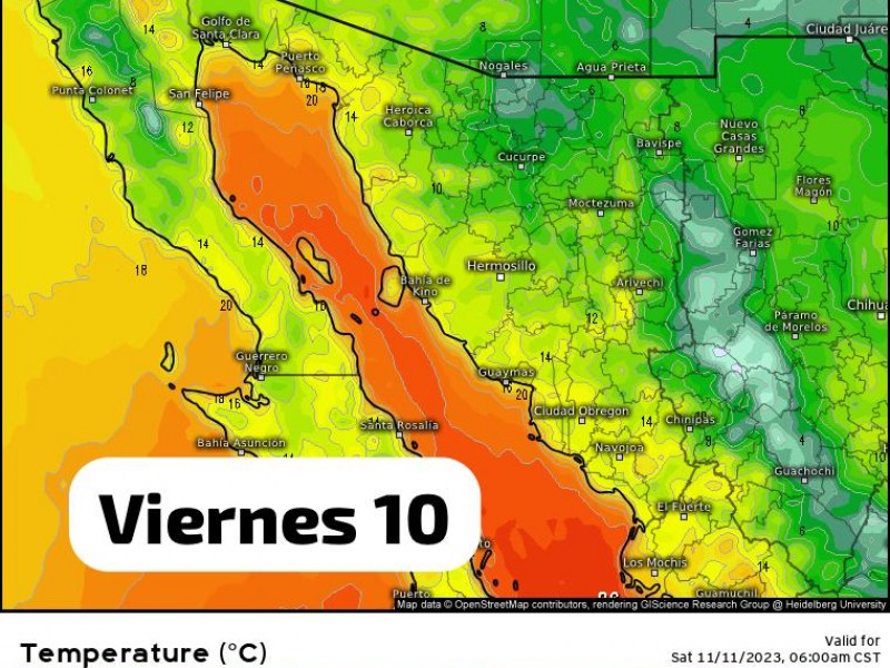 El clima para hoy en Sonora