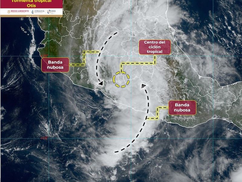 El huracán Otis, en límites de Guerrero, Michoacán y Edomex