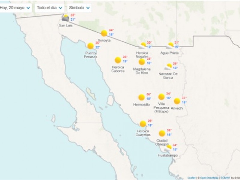 El pronóstico del tiempo para hoy en Sonora