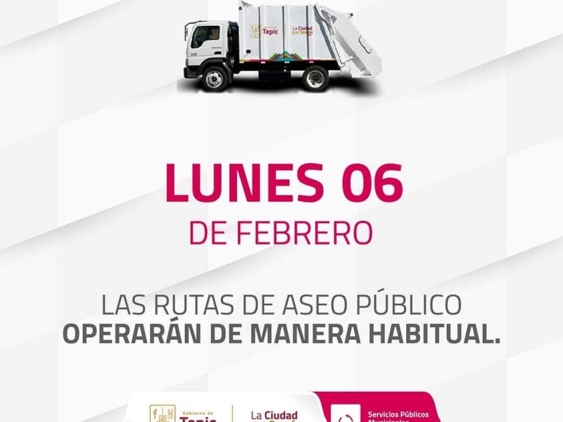 El servicio de recolección de basura trabajará normal este lunes