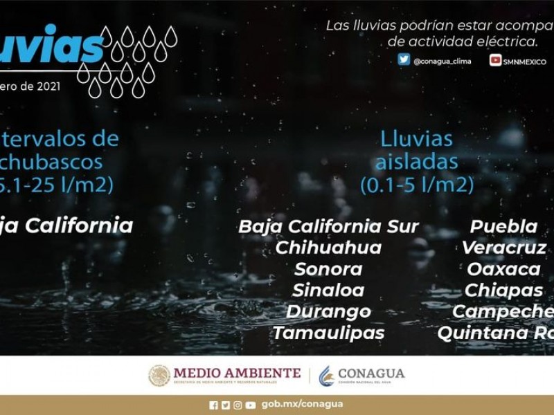 El Servicio Meteorológico Nacional indica para Sinaloa Lluvias aisladas