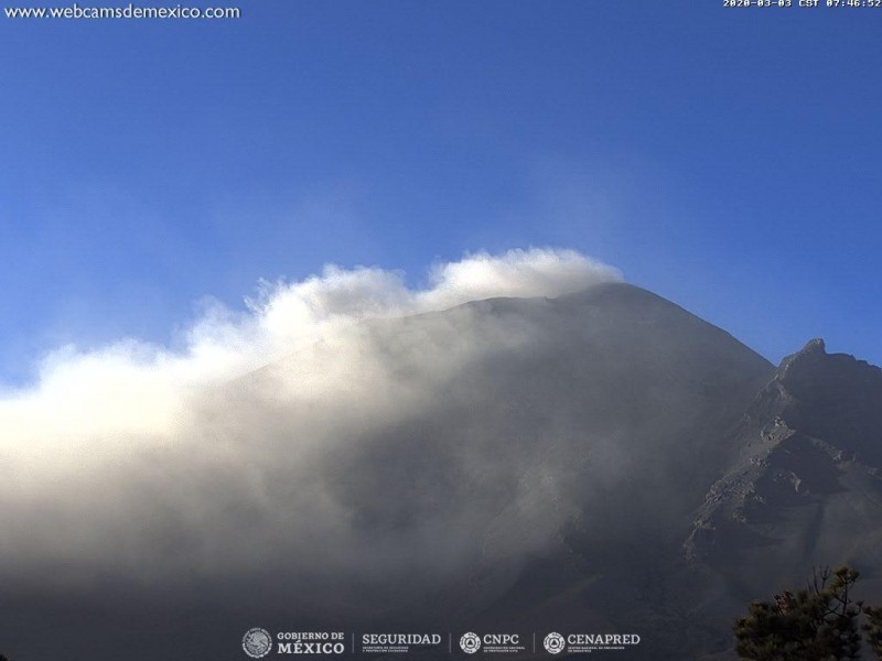 El volcán Popocatépetl presenta actividad dentro de alerta Amarillo Fase2