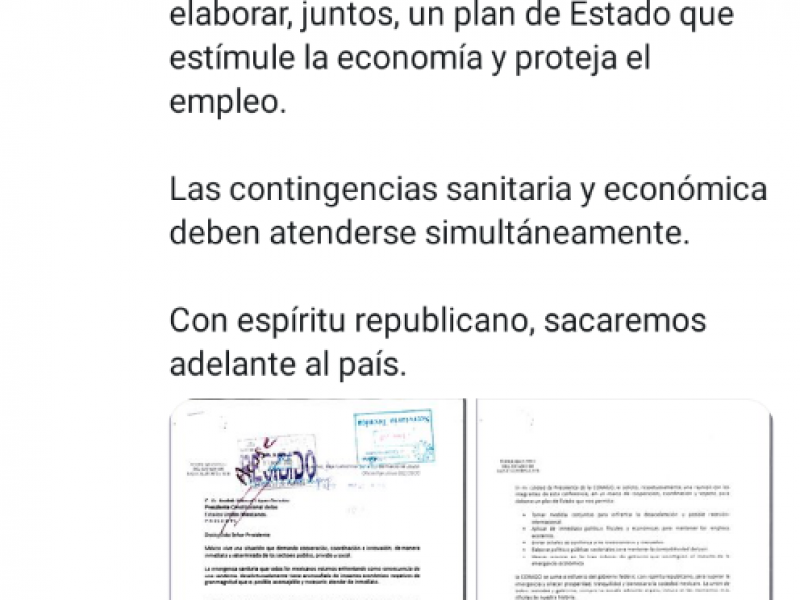 Elaborar un plan de Estado, plantea CMD al Presidente