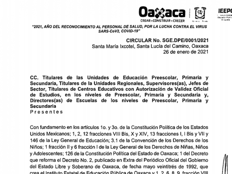 Emite el IEEPO recomendaciones para preinscripciones, serán a distancia