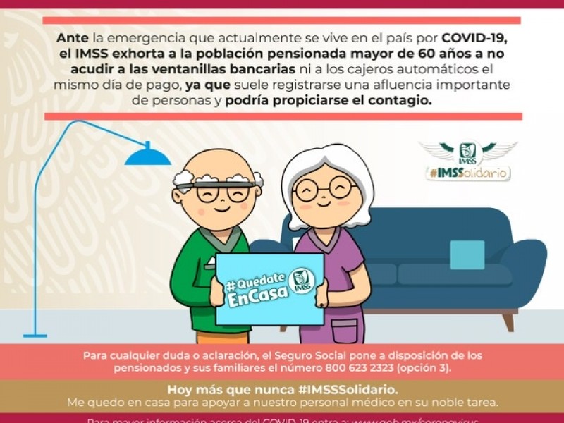 Emite IMSS recomendaciones para pago a pensionados