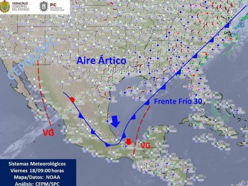 Emite PC alerta gris por nuevo frente frío