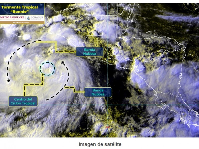 Emiten alerta amarilla por lluvias derivadas de Bonnie