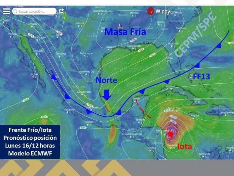 Emiten Alerta Gris en Veracruz por Iota y Frente Frío