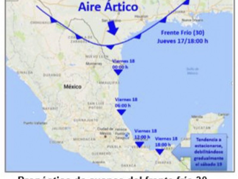 Emiten Alerta Gris por Frente Frío No.30