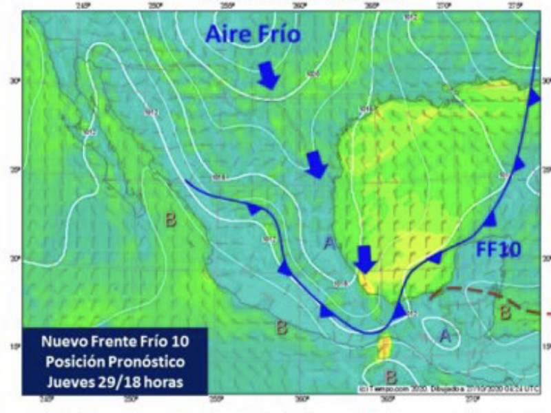 Emiten Aviso Especial por Frente Frío N.10