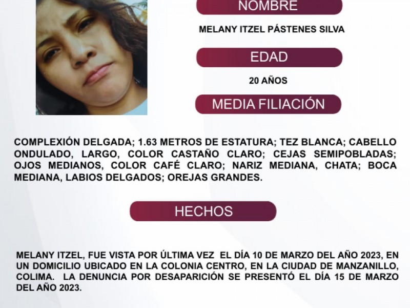 Emiten ficha de búsqueda de mujer desaparecida en Manzanillo