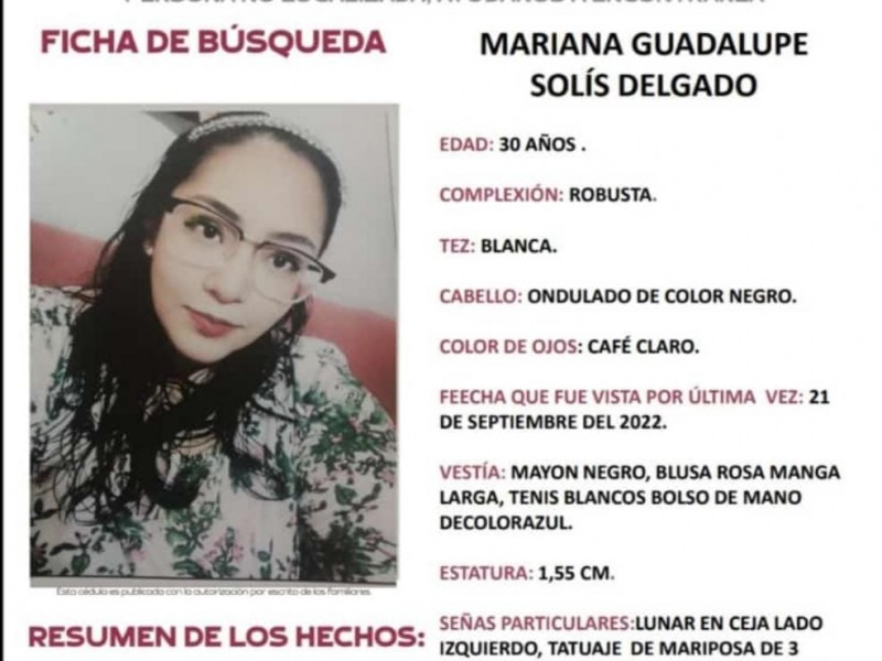 Emiten ficha de búsqueda por mujer no localizada
