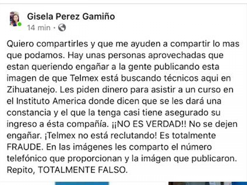 Empleados de Telmex alertan por usurpación para estafar