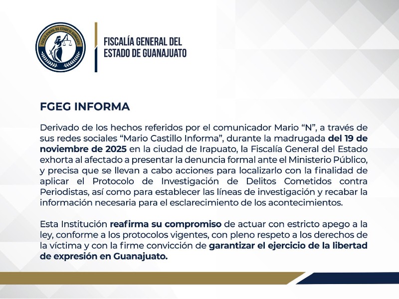 En Guanajuato no se desestiman amenazas a periodistas: Secretaría de Gobierno