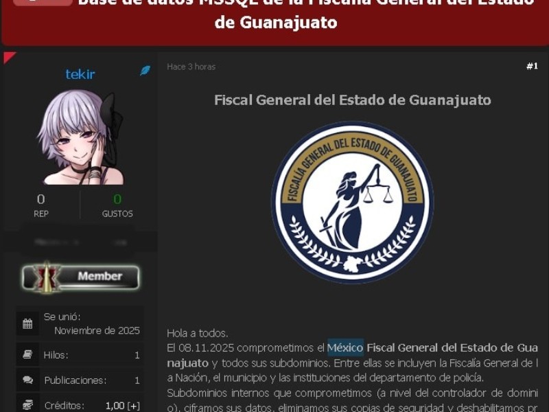 En investigación información difundida sobre supuesto hackeo a la Fiscalía de Guanajuato