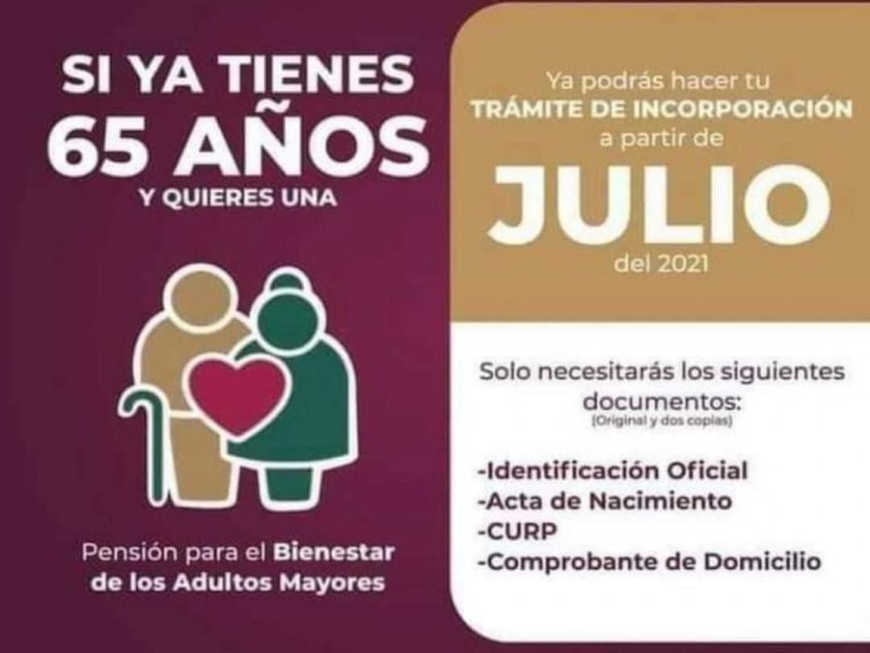 En julio, abren incorporación a pensión para adultos mayores