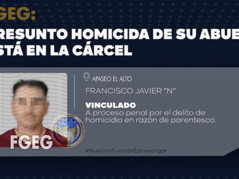 En la cárcel hombre que asesinó a su abuelo