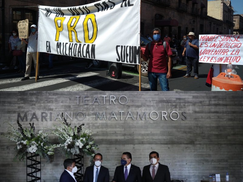 En medio de dos manifestaciones, reabren teatro Mariano Matamoros
