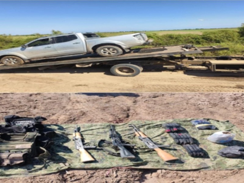 En Navolato aseguran un vehículo, armas y cargadores