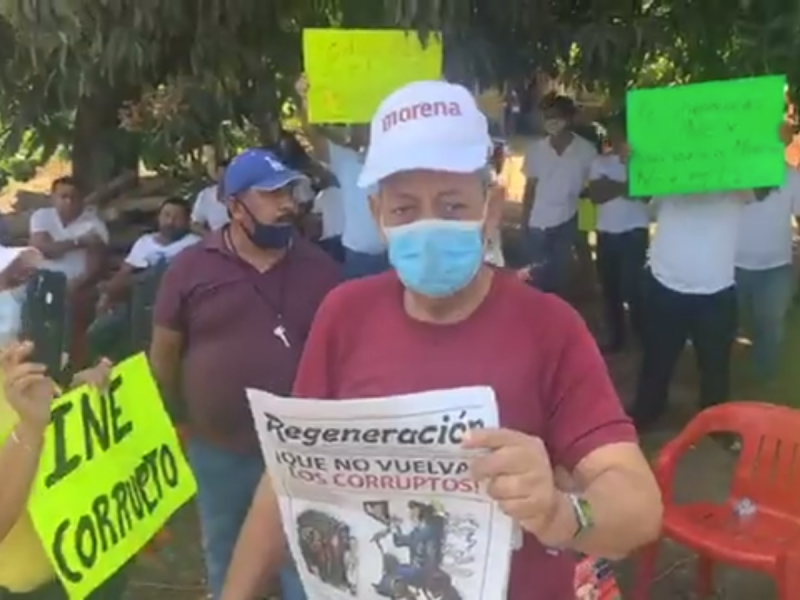 En San Jerónimo, también protestan contra el INE