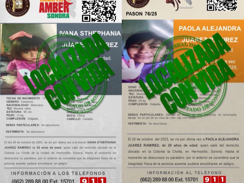 Encuentran a madre e hija reportadas como desaparecidas