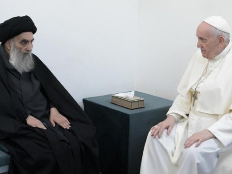 Encuentro entre el papa Francisco y el ayatolá Al Sistani