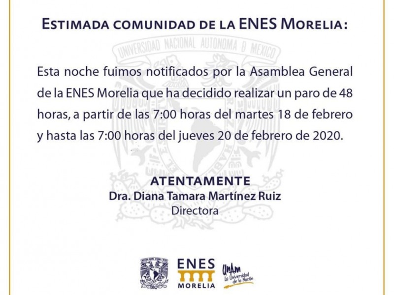 Enes Morelia se va a paro de 48 horas