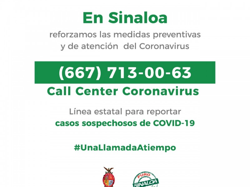 Entra en operación Call Center para información del COVID-19