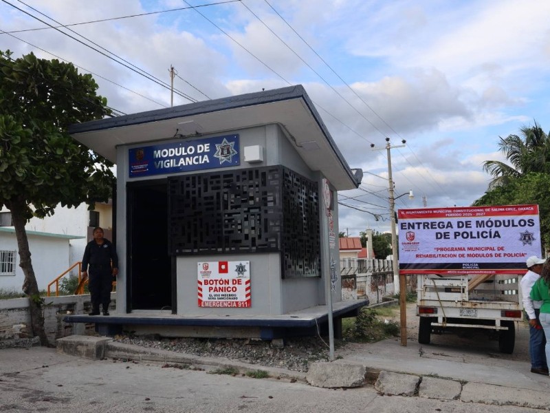Entregan tres módulos policiales para reforzar seguridad en Salina Cruz