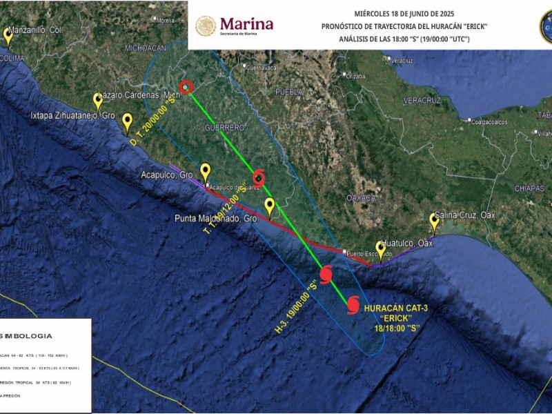 Erick evoluciona a huracán categoría 3; peligro alto en Guerrero