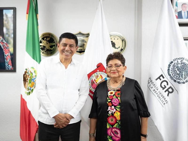 Ernestina Godoy y Salomón Jara acuerdan reforzar seguridad y justicia en Oaxaca