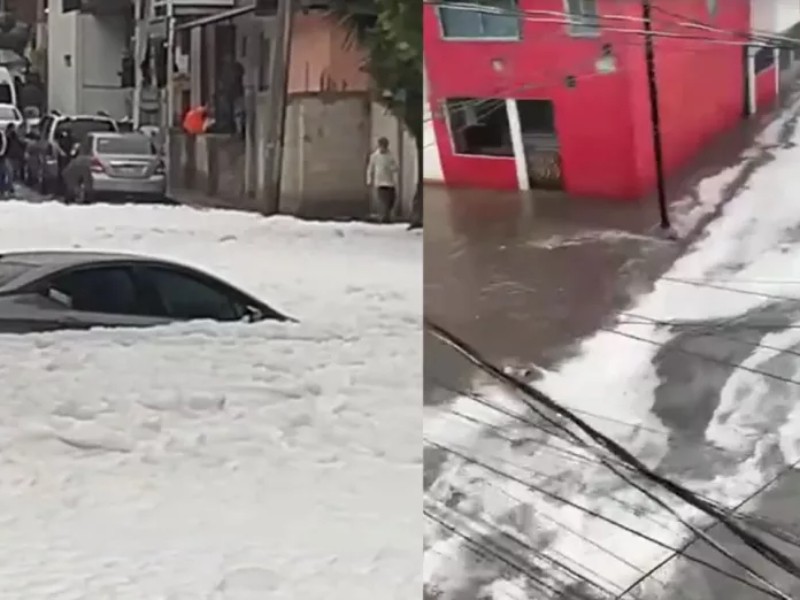 ¡No es granizo! Espuma tóxica inunda Naucalpan, Edomex