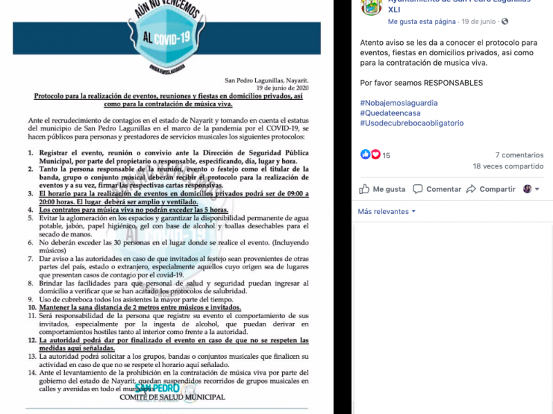 Establece San Pedro Lagunillas protocolo para fiestas y reuniones