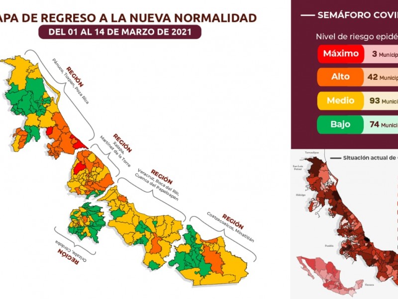 Estado de Veracruz permanecerá en Amarillo