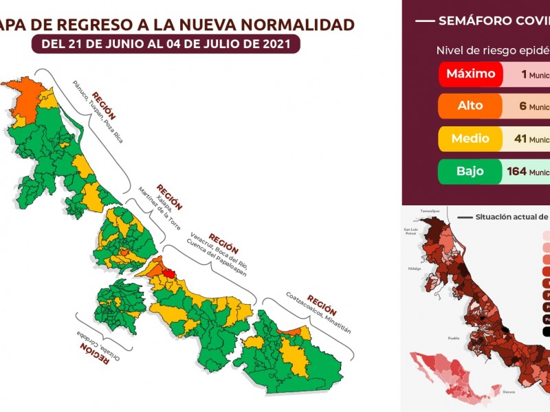 Estado de Veracruz se mantiene en Amarillo