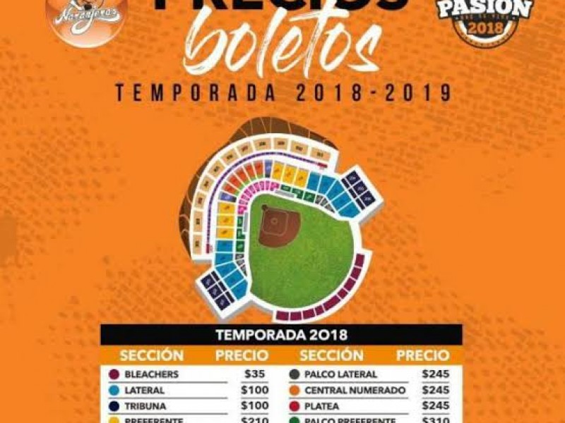 Este jueves inicia venta para Naranjeros