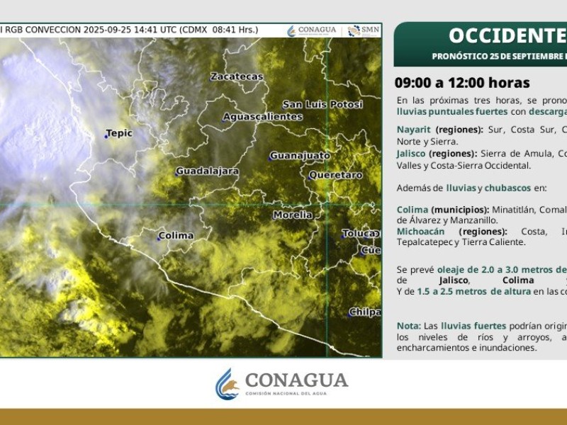 Este jueves, se pronostican lluvias y chubascos en algunas zonas de Colima