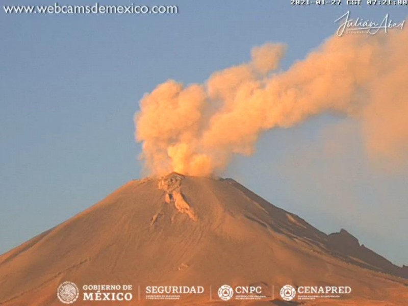 Este miércoles, el Popocatépetl registra actividad moderada