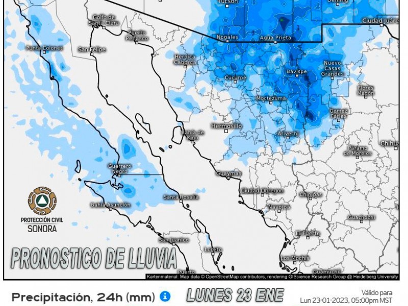 Este viernes ingresará un frente frío a Sonora