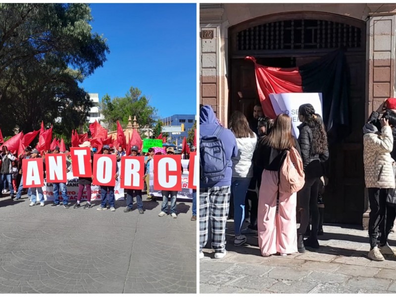 Estudiantes del EDUCEM y Antorcha se manifestaron este jueves