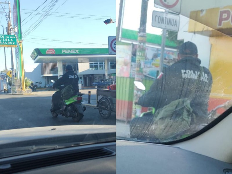 Exhiben a policía sin casco, piden 