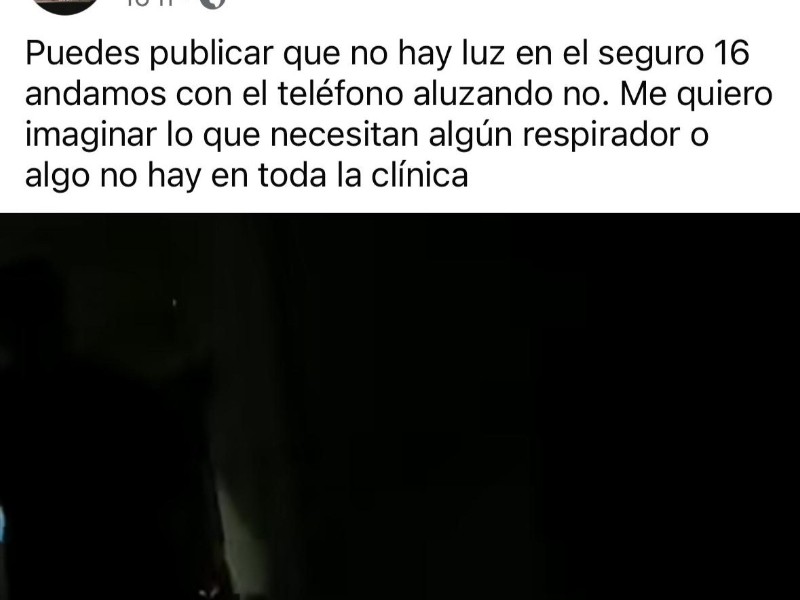 Falla eléctrica deja sin luz a Clínica 16 del IMSS
