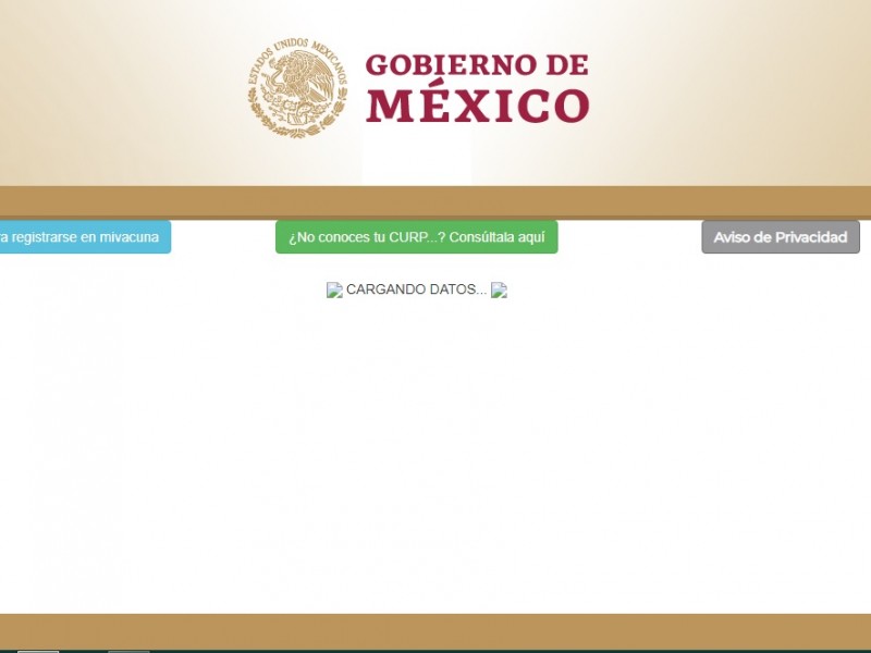 Falla página para el registro de vacunación contra COVID-19